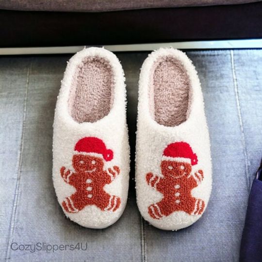 Ginger Bread Slippers | Christmas Slides | Cute, Funny House Slippers for Advent Time