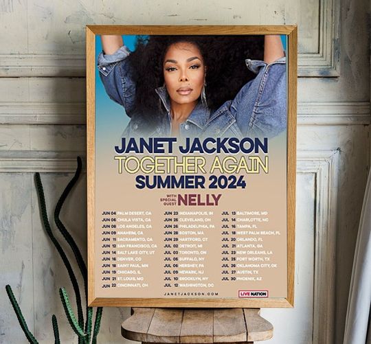 Janet Jackson Together Again Summer Tour 2024 Poster  Minimalist Poster, Birthday Gifts, Home Decor, Fan gifts, unframed poster