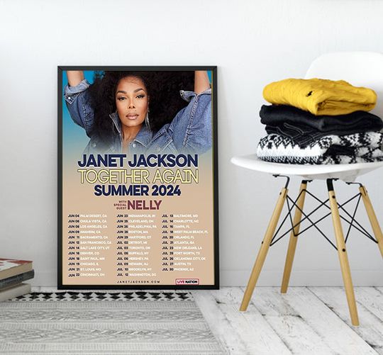 Janet Jackson Together Again Summer Tour 2024 Poster  Minimalist Poster, Birthday Gifts, Home Decor, Fan gifts, unframed poster