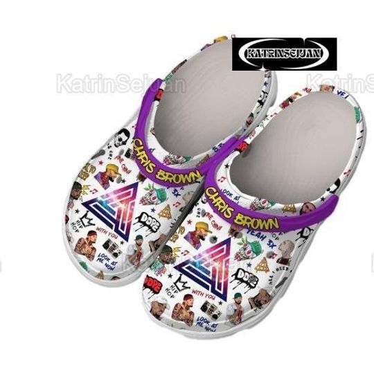 Chris Brown With You Clogs, Chris Brown Tour 2024 Clogs, Casual Shoes For Women, Chris Brown Sandals, Shoes Women, Chris Brown Fan Gi