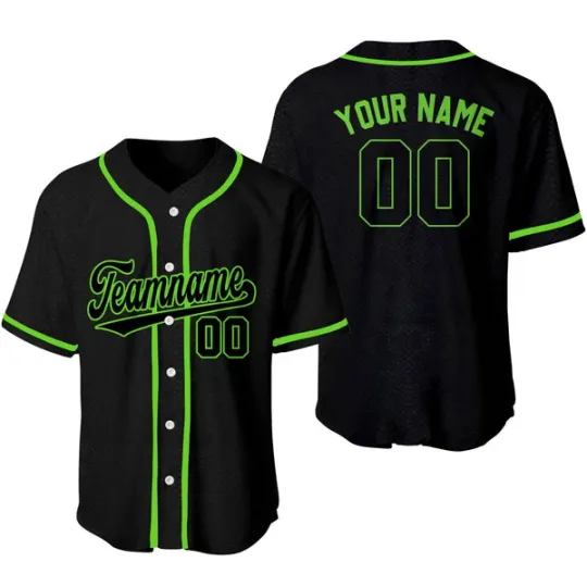 Custom Black Black-Neon Green Snakeskin Baseball Jersey S-5XL