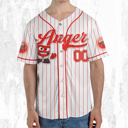 Custom Disney Inside Out Anger Simple Baseball Jersey, Disney Baseball Jersey
