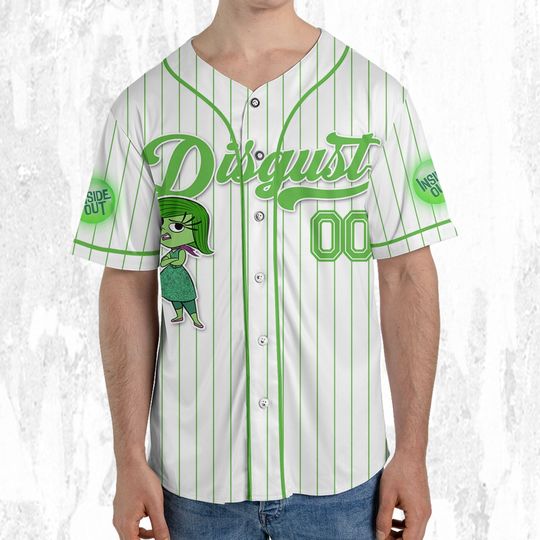Custom Disney Inside Out Disgust Simple Baseball Jersey, Disney Baseball Jersey, Inside Out 2 Athletic Jersey