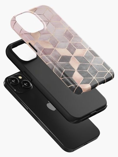 Pink And Grey Gradient Cubes iPhone Case