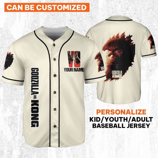 Personalize god zilla vs Kong One Will Fall, Personalized Jersey For Fans, god zilla Vs King Kong Baseball Jersey, god zilla Kong Movie Jersey
