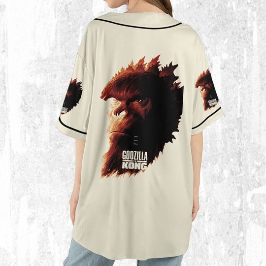 Personalize god zilla vs Kong One Will Fall, Personalized Jersey For Fans, god zilla Vs King Kong Baseball Jersey, god zilla Kong Movie Jersey
