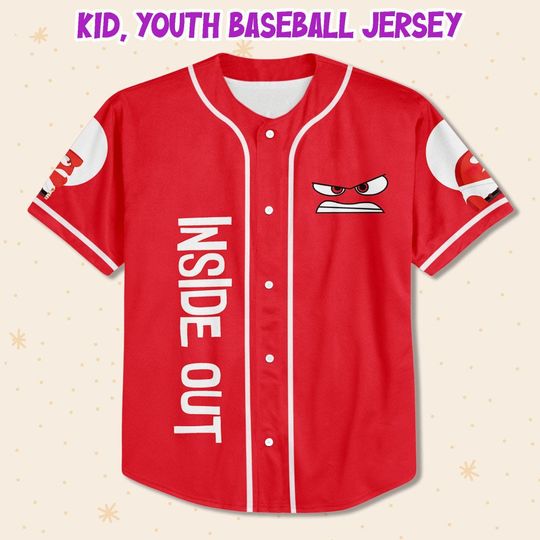 Personalized Disney Inside Out Anger Red, Disneyland Baseball Jersey