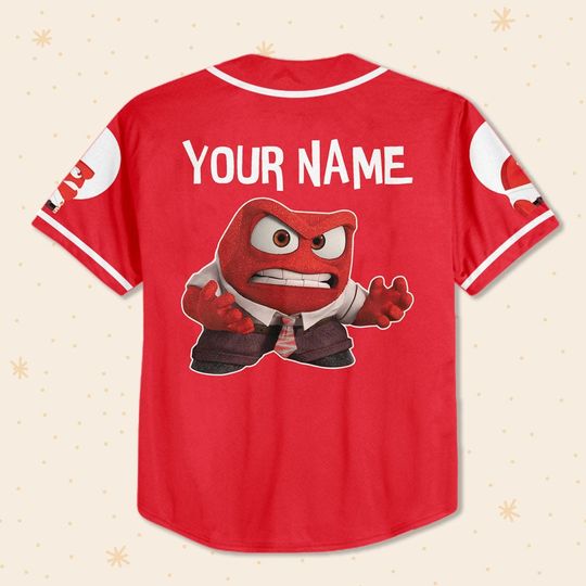 Personalized Disney Inside Out Anger Red, Disneyland Baseball Jersey