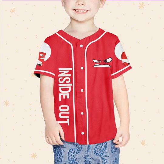 Personalized Disney Inside Out Anger Red, Disneyland Baseball Jersey