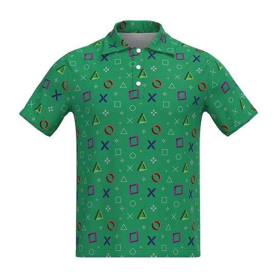 Gamer Play Video Game Station Gaming Controller eSports Black White Blue Red, Men Women Short Sleeve Collar Collared Polo Tee