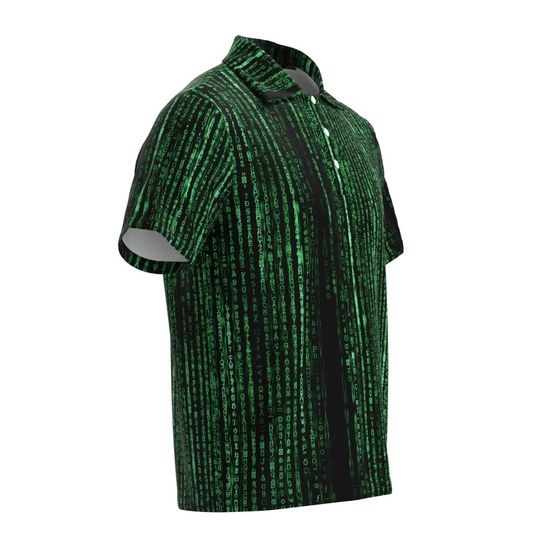 The Matrix World Programming Coding, Programmer Coder Tech Geek Nerd Neo Cosplay Costume Short Sleeve Collar Collared Polo Tee