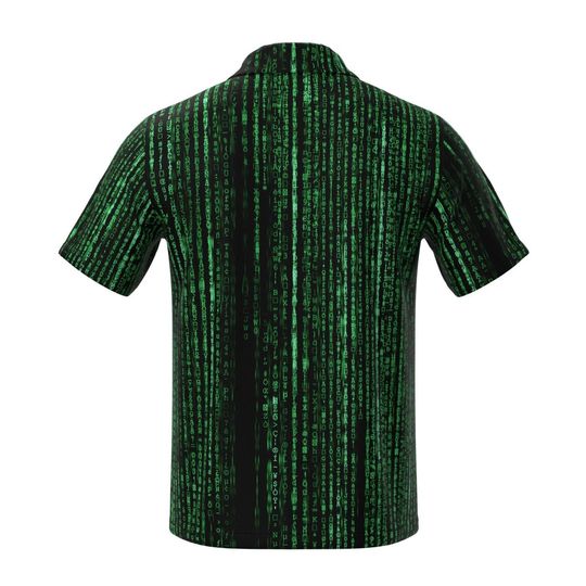 The Matrix World Programming Coding, Programmer Coder Tech Geek Nerd Neo Cosplay Costume Short Sleeve Collar Collared Polo Tee