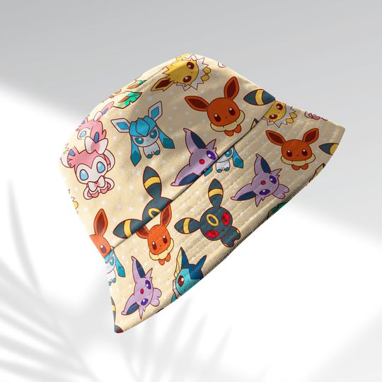 Eevee Evolution Bucket Hat, Evolution Bucket, Cute Hat, Anime Bucket, Eevee Gifts
