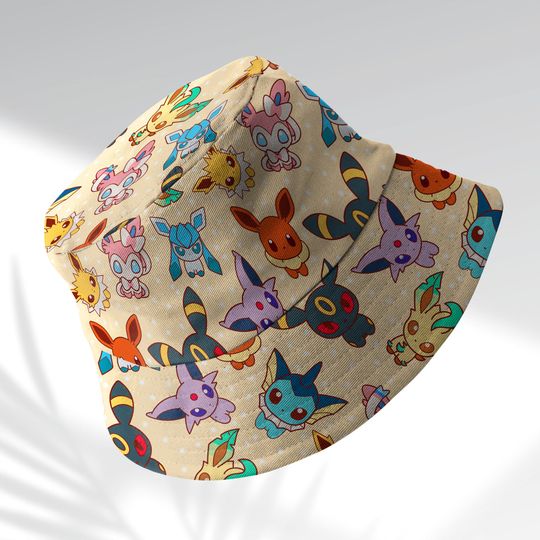 Eevee Evolution Bucket Hat, Evolution Bucket, Cute Hat, Anime Bucket, Eevee Gifts
