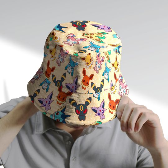 Eevee Evolution Bucket Hat, Evolution Bucket, Cute Hat, Anime Bucket, Eevee Gifts