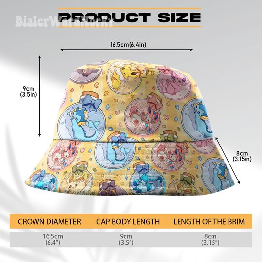Eevee Evolution Bottle Bucket Hat, Evolution Bucket, Cute Hat, Anime Bucket, Eevee Evolution Gifts