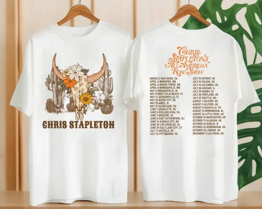 Chris Stapleton All American Road Show 2024 Tour Double Sided Shirt