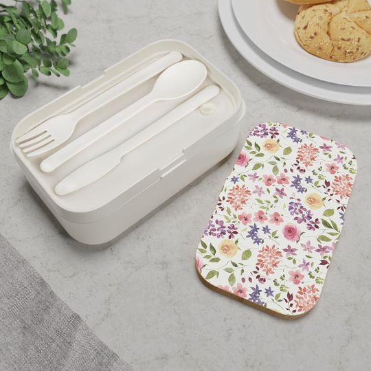 Yellow and Pink Roses Bento Lunch Box, Student Lunch Box, Back To School Gift