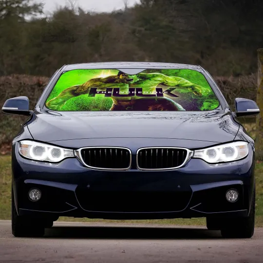 The Incredible Hulk Car Sun Shade, Best Gift For Fans, Cartoon Car Windshield Sun Shade