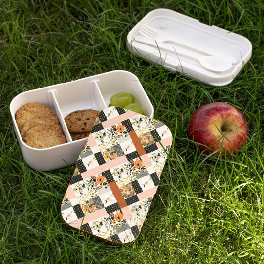 Vintage Floral Patchwork Bento Lunch Box, Student Lunch Box, Back To School Gift