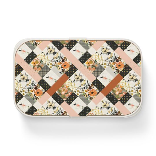 Vintage Floral Patchwork Bento Lunch Box, Student Lunch Box, Back To School Gift