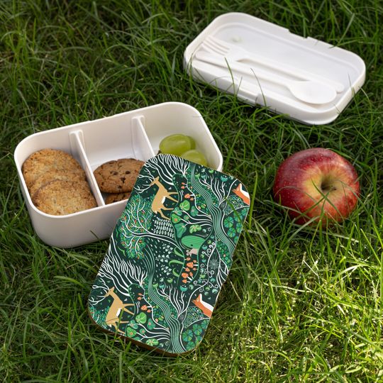 Emerald Forest Bento Lunch Box, Student Lunch Box, Back To School Gift