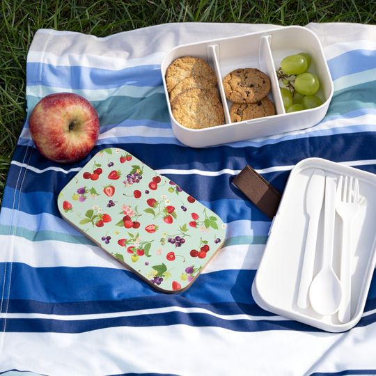 Cherries and Strawberries Bento Lunch Box, Student Lunch Box, Back To School Gift