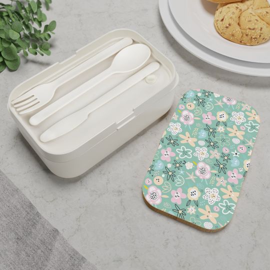 Abstract Flowers Bento Lunch Box, Student Lunch Box, Back To School Gift