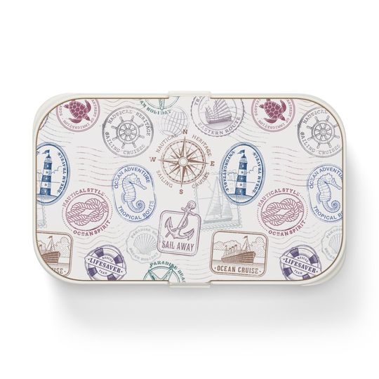 Vintage Nautical Objects Bento Lunch Box, Student Lunch Box, Back To School Gift