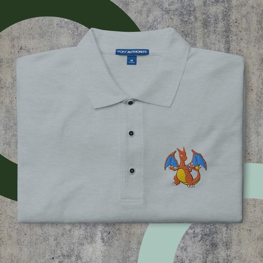 Charizard PKM Embroidered Dry-Fit Polo