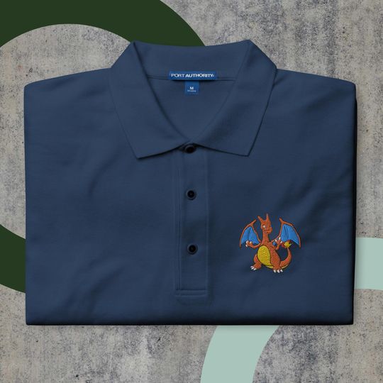 Charizard PKM Embroidered Dry-Fit Polo