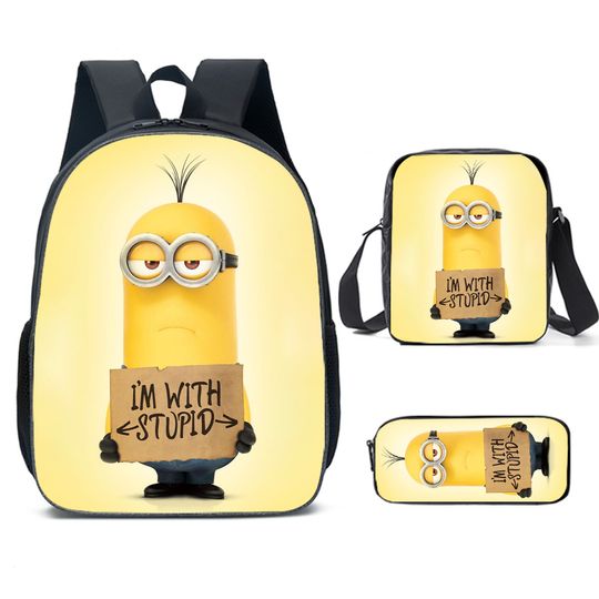 Anime Cartoon Despicable Me Minion Shool Backpack, Shoulder Bag, Minion Lover Gift, Back to School Gift