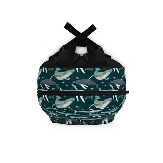 Humpback Whale Backpack-Watercolor Teal/Back to school backpack