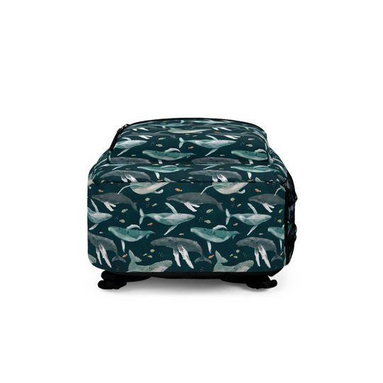 Humpback Whale Backpack-Watercolor Teal/Back to school backpack