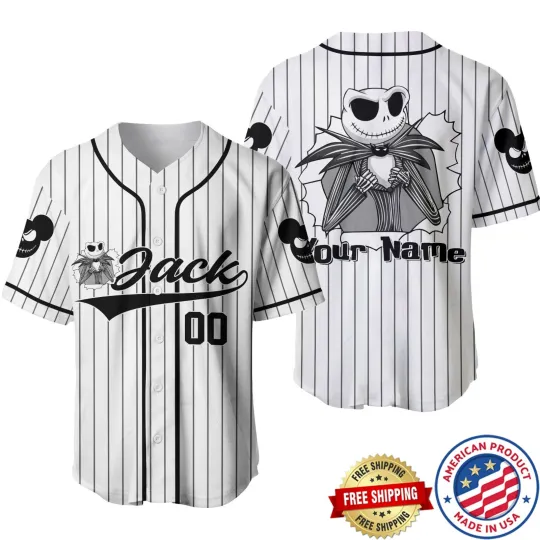 Jack Skellington Baseball Jersey Shirt, The Nightmare Lovers Button Down Shirt