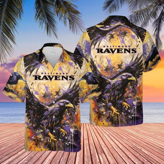 Baltimore Ravens Hawaiian Shirt, button down shirt, Gift for Fan