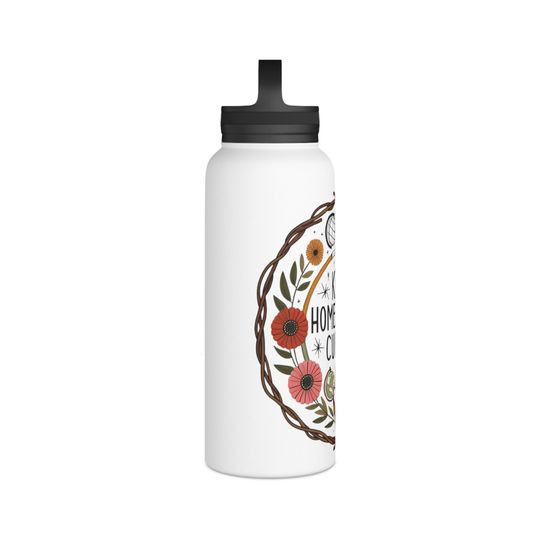 Homeschool Stainless Steel Water Bottle, Handle Lid - "Keep Homeschool Curious"