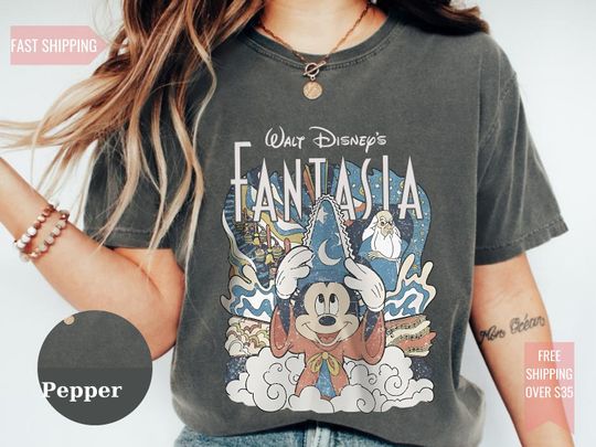 Comfort Colors Disney Fantasia Shirt - Retro Sorcerer Mickey Tee for Disneyworld Trips