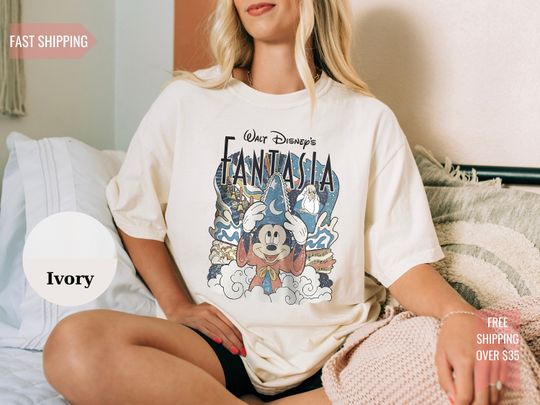 Comfort Colors Disney Fantasia Shirt - Retro Sorcerer Mickey Tee for Disneyworld Trips