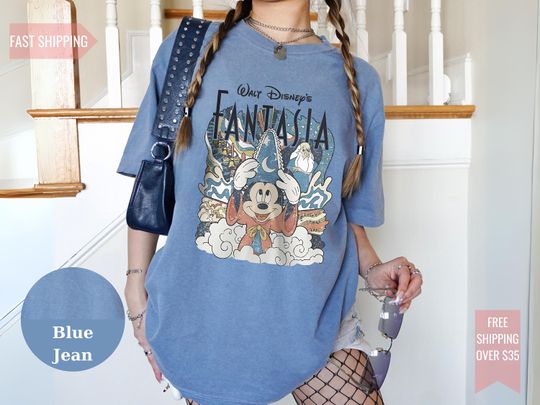 Comfort Colors Disney Fantasia Shirt - Retro Sorcerer Mickey Tee for Disneyworld Trips