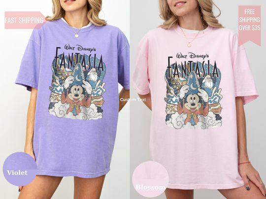 Comfort Colors Disney Fantasia Shirt - Retro Sorcerer Mickey Tee for Disneyworld Trips