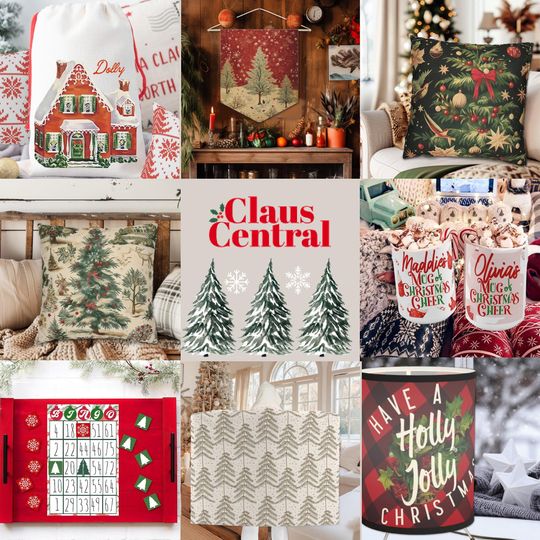 CHRISTMAS WALL HANGING 'And To All A Good Night' Pennant Flag - Ready to Hang, Christmas Wall Art, Christmas Winter Village, Holiday Home