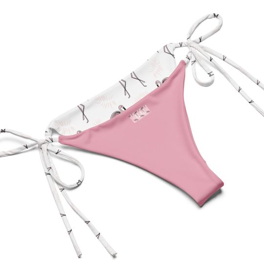 Pink Flamingos Recycled White String Bikini / Festival Wear