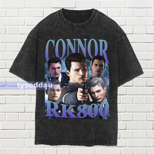 Connor Rk800 Vintage Washed T-Shirt, Connor Rk800 Vintage Homage Graphic Unisex Short Sleeve, Bootleg Retro 90's Fans Gift