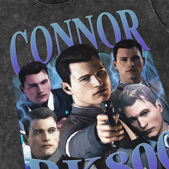 Connor Rk800 Vintage Washed T-Shirt, Connor Rk800 Vintage Homage Graphic Unisex Short Sleeve, Bootleg Retro 90's Fans Gift