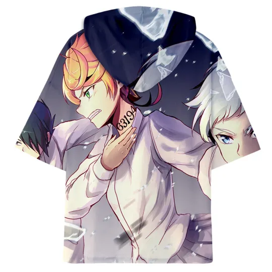 Anime The Promised NeverLand 3D Short Sleeve Loose Shirt Hoodie, Hooded T-Shirt