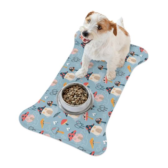 Mushroom Houses/Toadstools Pet Bowls Mats