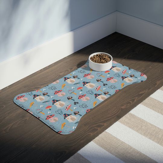 Mushroom Houses/Toadstools Pet Bowls Mats