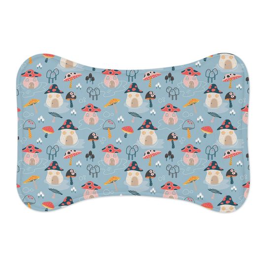 Mushroom Houses/Toadstools Pet Bowls Mats