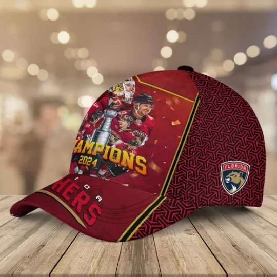 Florida Panthers Champions 2024 Baseball Caps AOP, Gift For Fan, Summer Cap